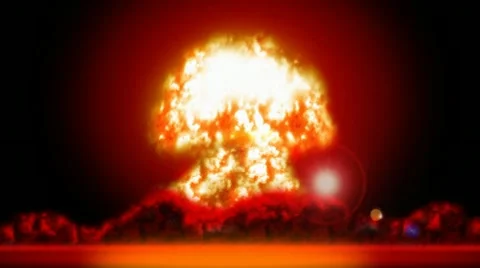 Nuke Nuclear explosion with earth shaking Stock Footage