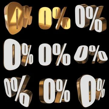 Null percent on black background Stock-Illustration