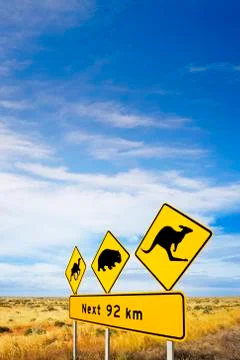 Nullarbor plain, iconic sign and big sky Stock Photos