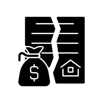 Nullified contract black glyph icon Stock Illustration