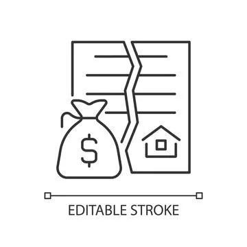 Nullified contract linear icon Stock Illustration