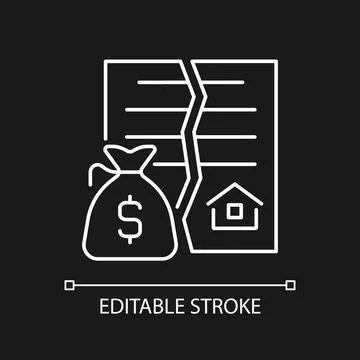 Nullified contract white linear icon for dark theme Stock Illustration