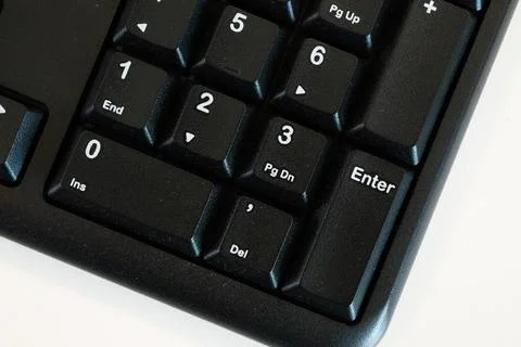 Num pad of a black computer keyboard. Stock Photos