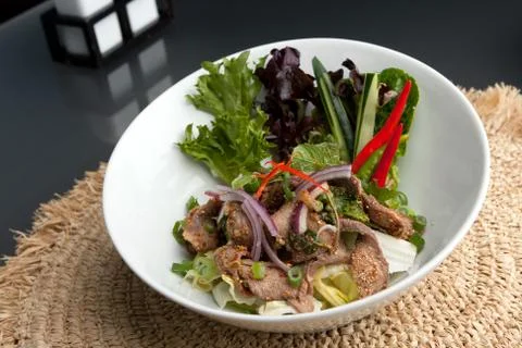 Num Tok Thai Steak Beef Salad Stock Photos