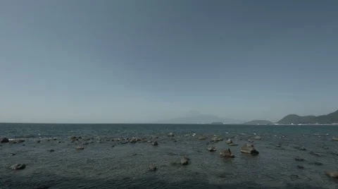 Numazu sea wide angle, non color graded 4k (3840x2160) Stock Footage 42362095