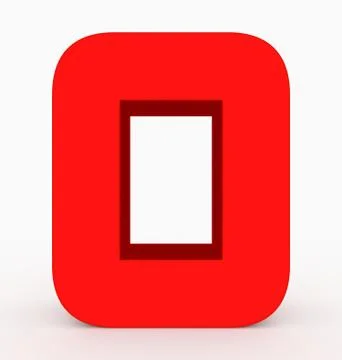 Number 0 3d cubic rounded red isolated on white Stock Illustration
