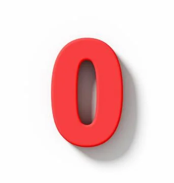 Number 0 3D red isolated on white with shadow - orthogonal projection Stock Illustration