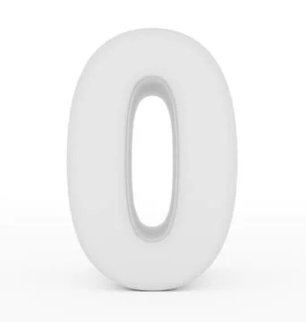 Number 0 3d white isolated on white Stock Illustration