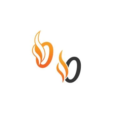 Number 0 and fire waves, logo icon concept design 库存插图
