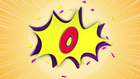 Number 0 Comic Text Animation Background on Alpha Channel, Loop Video stock 303475119