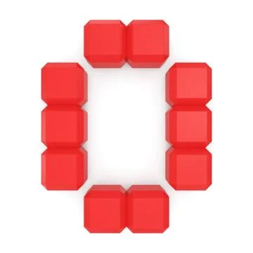 Number 0 cubic red Ilustração Stock