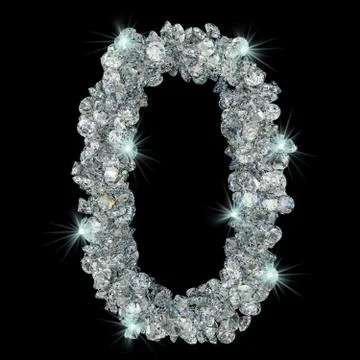 Number 0 from diamonds. 3D rendering Stock Illustration