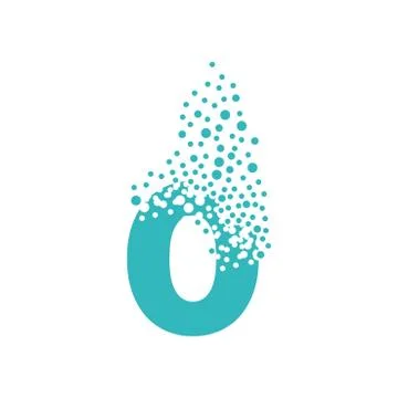 Number 0 dispersing into a cloud of bubbles. Zero Stock Illustration