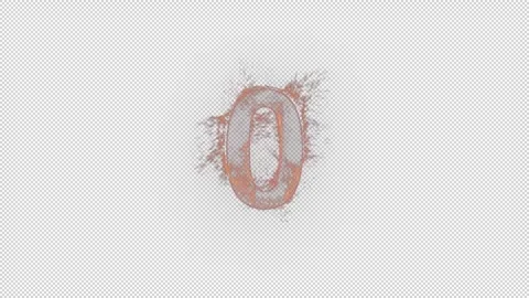 Number 0 on fire with alpha channel, number zero Stock Footage 262258756