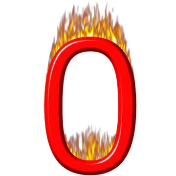 Number 0 on fire Stock Illustration