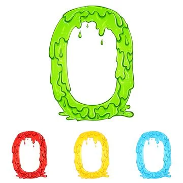 Number 0 with flow drops colors Stock Illustration