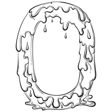 Number 0 with flow drops Stock Illustration