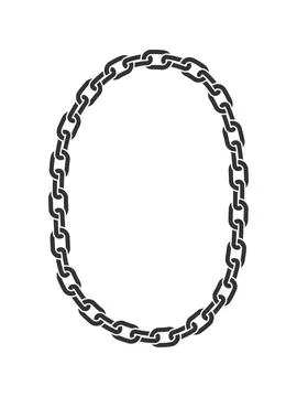 Number 0 formed as a chain link oval in industrial vector style. Heavy metall Stock Illustration