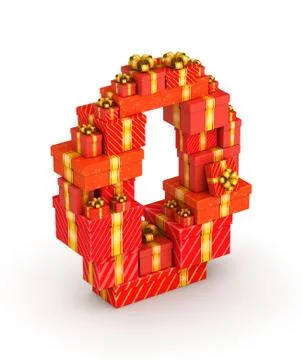 Number 0 from gifts Illustrazione stock
