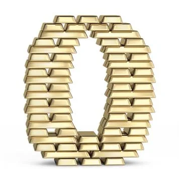 Number 0 from gold bars Ilustración de archivo