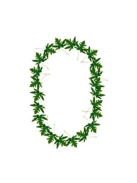 Number 0  of green leaves Stock Illustration