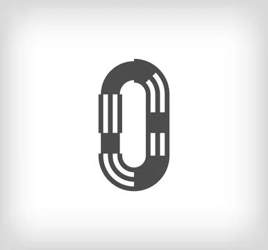 Number 0 linear modern logo. The letter is in the form of stripes. Stock Illustration