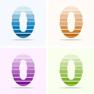 Number 0 logo design set Stock Illustration