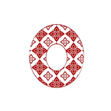 Number 0  Logo Template Design made from line thai art pattern. Stock Illustration