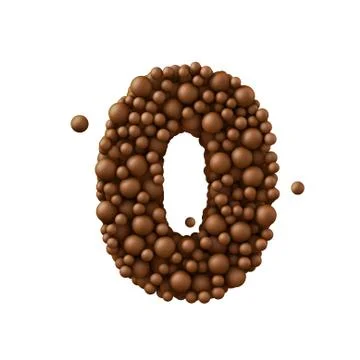 Number 0 made of chocolate bubbles, milk chocolate concept, 3d illustration Stock Illustration