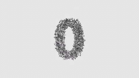 Number 0 Made of Numbers. 3D Font Number Animation with Alpha Channel Video stock 302170495