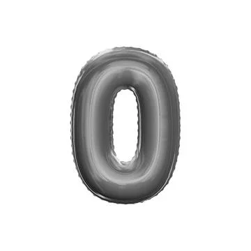 Number 0 Made Of Silver Inflatable Balloon Isolated On White Background Stock Illustration