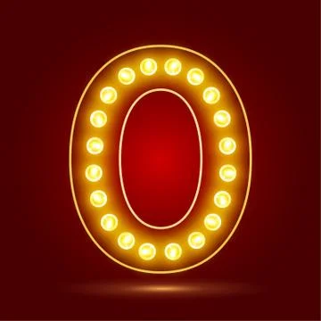 Number 0 with realistic lamp, vector illustration. can be used for christmas Stock Illustration