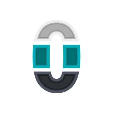 Number 0 vector font alphabet, modern dynamic design. Black, irish blue, whit Stock Illustration