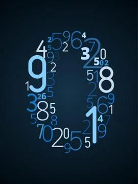 Number 0, vector font from numbers Illustrazione stock