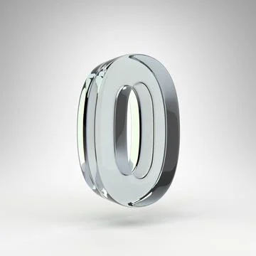 Number 0 on white background. Camera lens transparent glass 3D number with Ilustração Stock