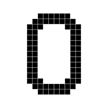 Number 0 zero, 3d cube pixel, shape minecraft 8 bit Stock Illustration