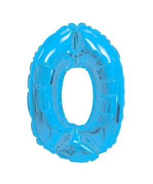 Number 0 (zero) from balloons light blue Stock Photos