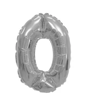Number 0 (zero) of grey, chrome balloons Stock Photos