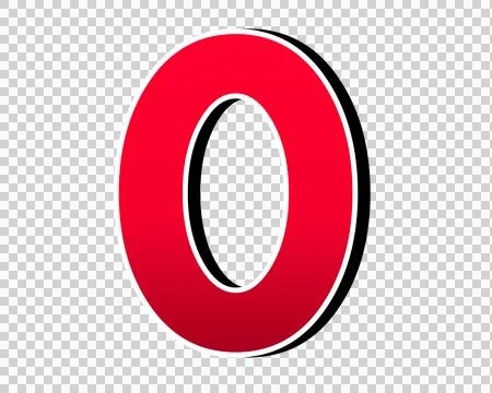 Number 0 zero red color sign symbol on transparent background Stock Illustration