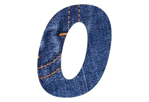 Number 0,zero with Blue jeans texture on white background Stock Photos