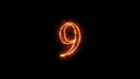Number 1 to 112on fire animation Stock Footage 264148798