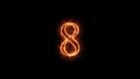 Number 1 to 112on fire animation Stock Footage 264148802