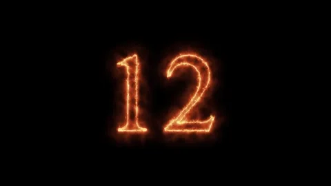 Number 1 to 112on fire animation Stock Footage 264148838