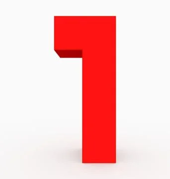 Number 1 3d cubic red isolated on white Stock Illustration