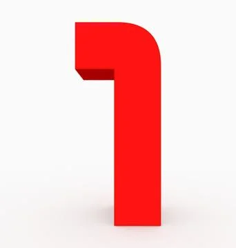 Number 1 3d cubic rounded red isolated on white Stock Illustration