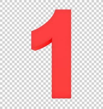 Number 1 3d red isolated on white - 3d rendering Stock Illustration