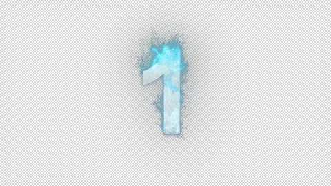 Number 1 in blue fire with alpha channel, number one Video stock 264622270