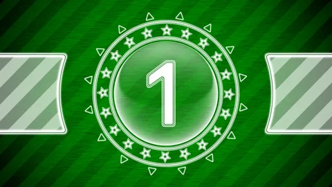 Number 1 in circle shape and green striped background. Looping footage. Stock-Footage 141271300