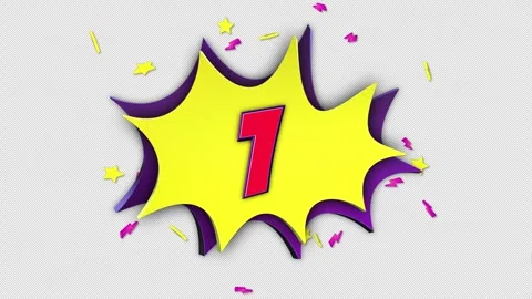 Number 1 Comic Text Animation Background on Alpha Channel, Loop Video stock 303470115