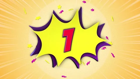 Number 1 Comic Text Animation Background on Alpha Channel, Loop Stockbeeldmateriaal 308991006